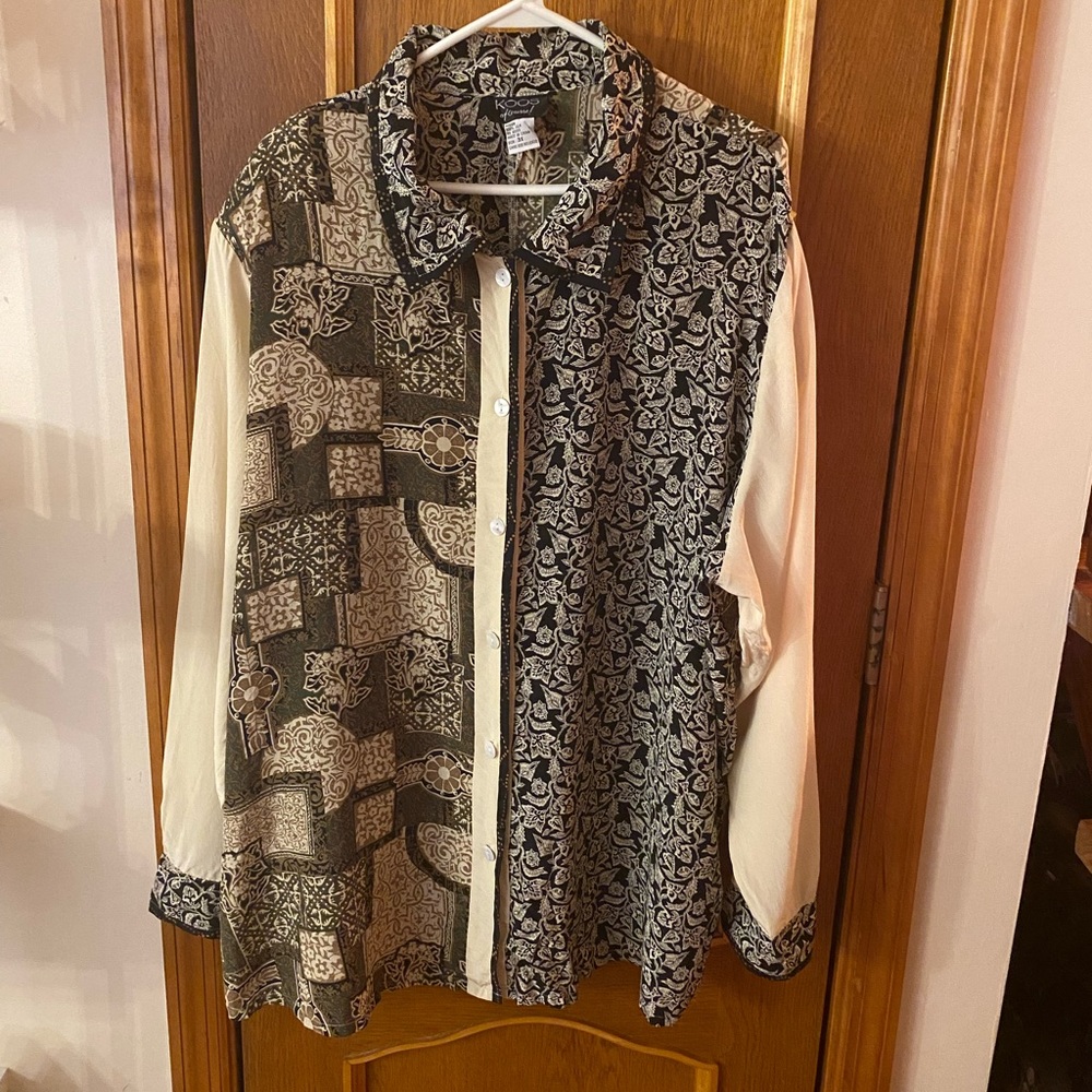 Koos of Course 100% Silk Buttons Down Vintage Blouse - Picture 3 of 6